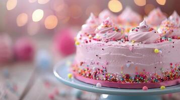 Birthday Cake With Candles and Colorful Sprinkles at a Celebration photo