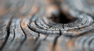 Close-Up of Weathered Wood Grain With Knots Captured in Natural Light photo
