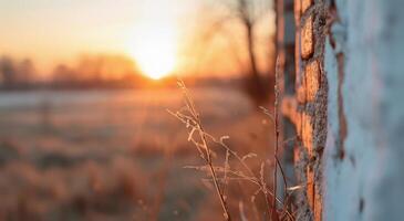 Young Cow Observing Sunset in Rural Farm Setting photo