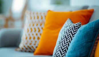 Cozy Living Room Decor Featuring Colorful Cushions and Patterns photo