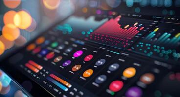 Colorful Data Visualization Displaying Trends and Insights at Night photo