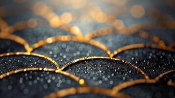 Intricate Golden Patterns on Dark Surface With Blurred Lights at Twilight photo