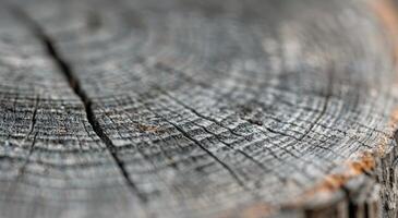 Textured Close-Up Of Weathered Wood With Visible Grain Patterns And Cracks photo