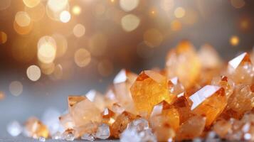 Golden Brown Crystals Sparkling Under Natural Light in Abstract Background photo