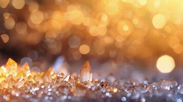 Golden Brown Crystals Sparkling Under Natural Light in Abstract Background photo