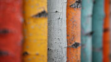 Close-Up of Tree Bark Against a Blurred Sunset Background in Autumn photo