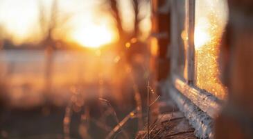 Young Cow Observing Sunset in Rural Farm Setting photo