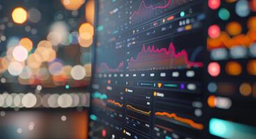 Colorful Data Visualization Displaying Trends and Insights at Night photo