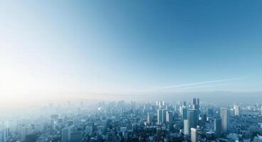 Sunrise Over Tokyo Skyline With Skyscrapers and Tokyo Tower in Soft Blue Hues photo
