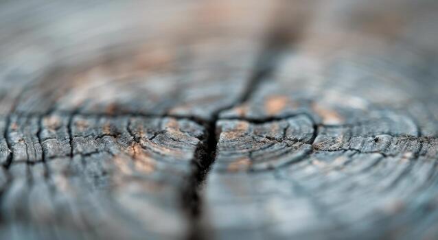 Close-Up of Weathered Wood With Deep Cracks Under Soft Natural Light photo