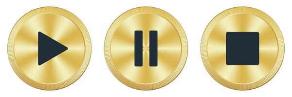 Play, pause, and stop buttons. Set of media player icons. illustration vector