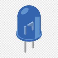 Blue led isometric icon. LED semiconductor composition. Light emitting diode. Electronic component icon in isometric style vector
