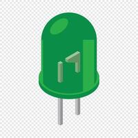 Green led isometric icon. LED semiconductor composition. Light emitting diode. Electronic component icon in isometric style vector