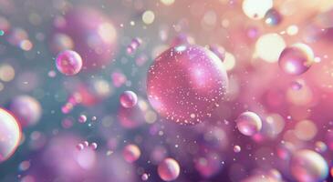 Colorful Soap Bubbles Floating Against a Dreamy Background at Night photo