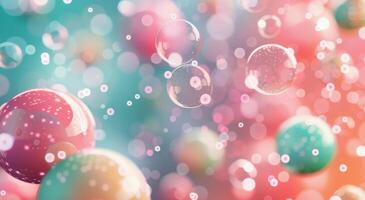 Colorful Bubbles Floating in a Dreamy Background With Soft Lighting photo