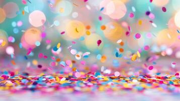 Colorful Confetti Falling on a Bright Background During a Celebration photo