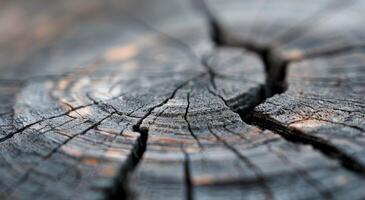 Textured Close-Up Of Weathered Wood With Visible Grain Patterns And Cracks photo