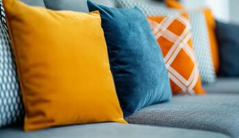 Cozy Living Room Decor Featuring Colorful Cushions and Patterns photo