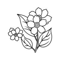 flower coloring pages for kids vector