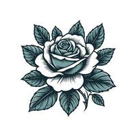 a rose with leaves and leaves on a white background vector
