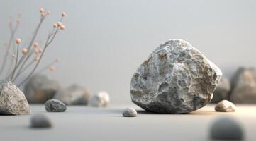 Natural Stone Arrangement With Minimalist Design and Soft Lighting in a Calm Setting photo