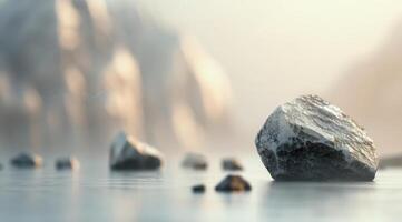 Natural Stone Arrangement With Minimalist Design and Soft Lighting in a Calm Setting photo