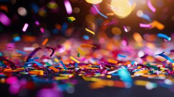 Colorful Confetti Falling on a Bright Background During a Celebration photo