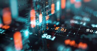 Abstract Financial Data Visualization With Digital Currencies and Stock Indicators photo