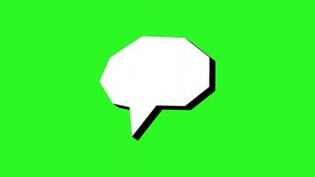 Animated white speech bubble with black outline on green background perfect for social media messages, advertising, presentations, communication concepts. Animated speech bubbles for text video