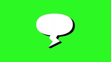 Animated white speech bubble with black outline on green background perfect for social media messages, advertising, presentations, communication concepts. Animated speech bubbles for text video