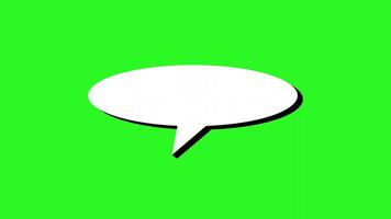 Animated white speech bubble with black outline on green background perfect for social media messages, advertising, presentations, communication concepts. Animated speech bubbles for text video