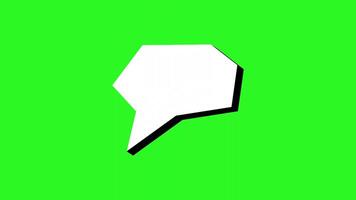 Animated white speech bubble with black outline on green background perfect for social media messages, advertising, presentations, communication concepts. Animated speech bubbles for text video