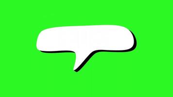 Animated white speech bubble with black outline on green background perfect for social media messages, advertising, presentations, communication concepts. Animated speech bubbles for text video