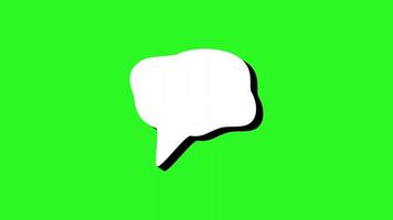 Animated white speech bubble with black outline on green background perfect for social media messages, advertising, presentations, communication concepts. Animated speech bubbles for text video