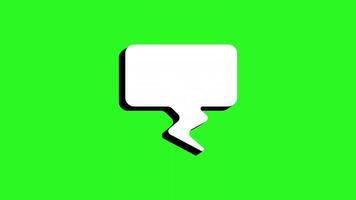 Animated white speech bubble with black outline on green background perfect for social media messages, advertising, presentations, communication concepts. Animated speech bubbles for text video