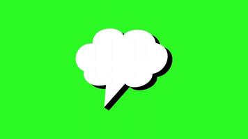 Animated white speech bubble with black outline on green background perfect for social media messages, advertising, presentations, communication concepts. Animated speech bubbles for text video