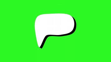 Animated white speech bubble with black outline on green background perfect for social media messages, advertising, presentations, communication concepts. Animated speech bubbles for text video