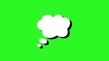 Animated white speech bubble with black outline on green background perfect for social media messages, advertising, presentations, communication concepts. Animated speech bubbles for text video