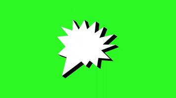 Animated white speech bubble with black outline on green background perfect for social media messages, advertising, presentations, communication concepts. Animated speech bubbles for text video