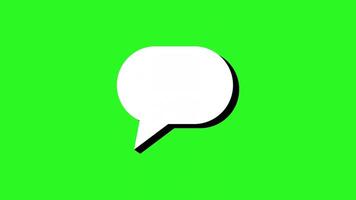 Animated white speech bubble with black outline on green background perfect for social media messages, advertising, presentations, communication concepts. Animated speech bubbles for text video