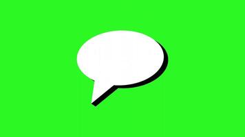 Animated white speech bubble with black outline on green background perfect for social media messages, advertising, presentations, communication concepts. Animated speech bubbles for text video