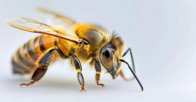 Close-Up of a Honey Bee on a White Background During the Day photo
