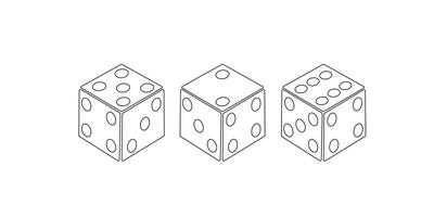 Set of monochrome dices. isolated dice icons vector
