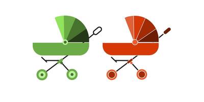 Baby stroller icon in linear, outline icon isolated on white background vector