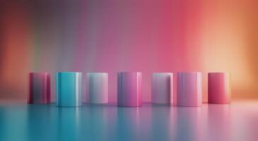 Colorful Cylinders Reflecting Light in a Softly Lit Setting photo