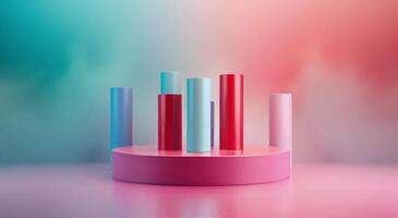 Colorful Cylinders Reflecting Light in a Softly Lit Setting photo