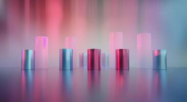 Colorful Cylinders Reflecting Light in a Softly Lit Setting photo