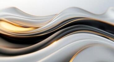 Flowing Black Waves With Golden Accents Under Soft Light photo