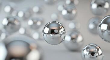 Floating Metallic Spheres on a Soft Background in a Contemporary Setting photo