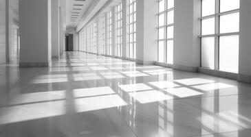 Modern Interior Hallway With Natural Light Streaming Through Windows at Midday photo